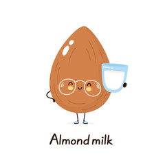 Cute happy smiling plant based almond milk