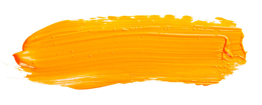 Orange yellow brush stroke isolated on white background. Orange abstract stroke. Colorful watercolor brush stroke.