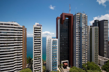 Fototapeta na wymiar Facade of luxury buildings in the city of Salvador Bahia, Brazil.