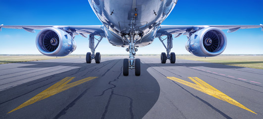 modern airliner waits for take off