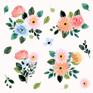 watercolor floral bouquet collection