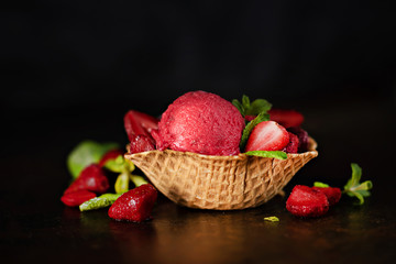fruit strawberry ice cream sherbet