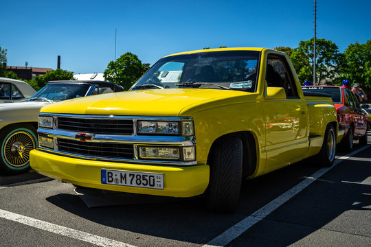 Full-size pickup truck Chevrolet C1500 Step Side (Silverado), 1991, on May 06, 2018 in Berlin, Germany.