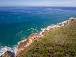 Aerial view of the west coast of Oahu Hawaii