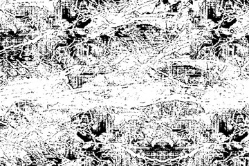 Grunge background black and white. Monochrome texture. Vector pattern of cracks, chips, scuffs. Abstract vintage surface