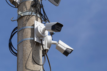 Cctv cameras on electric pole