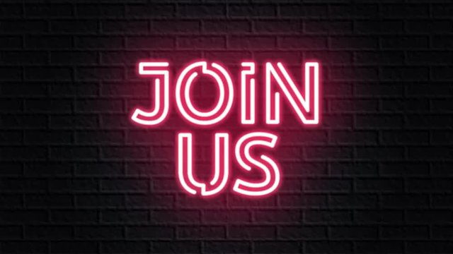 red neon video animation join us