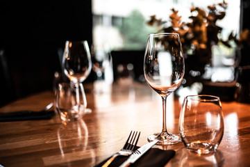 Beautiful table set for an event party or wedding reception