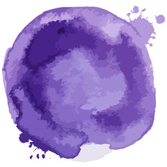 Violel watercolor hand painted round stain isolated on white. Illustration for artistic design. Vector illustration.