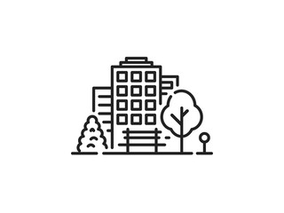 Fototapeta premium House Building Home Park Trees Vector Illustration