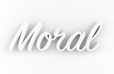 Moral 3D generated text isolated on white background