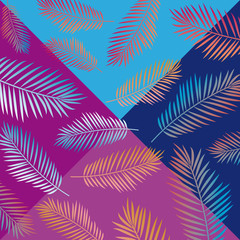 Tropical leaves of neon colors. Beautiful summer background.