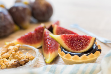 Fototapeta na wymiar cakes and sweets with natural figs