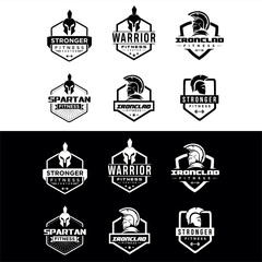 Set Of Spartan Fitness And Gym Logo silhouette Vector  . Fitness Logo . Bodybuilding Logo design inspiration