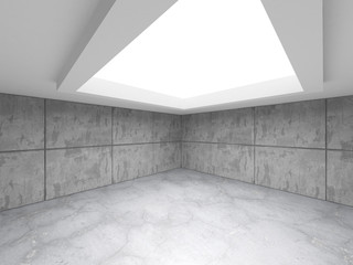Dark concrete empty room. Modern architecture design
