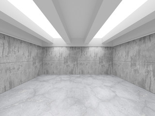 Dark concrete empty room. Modern architecture design