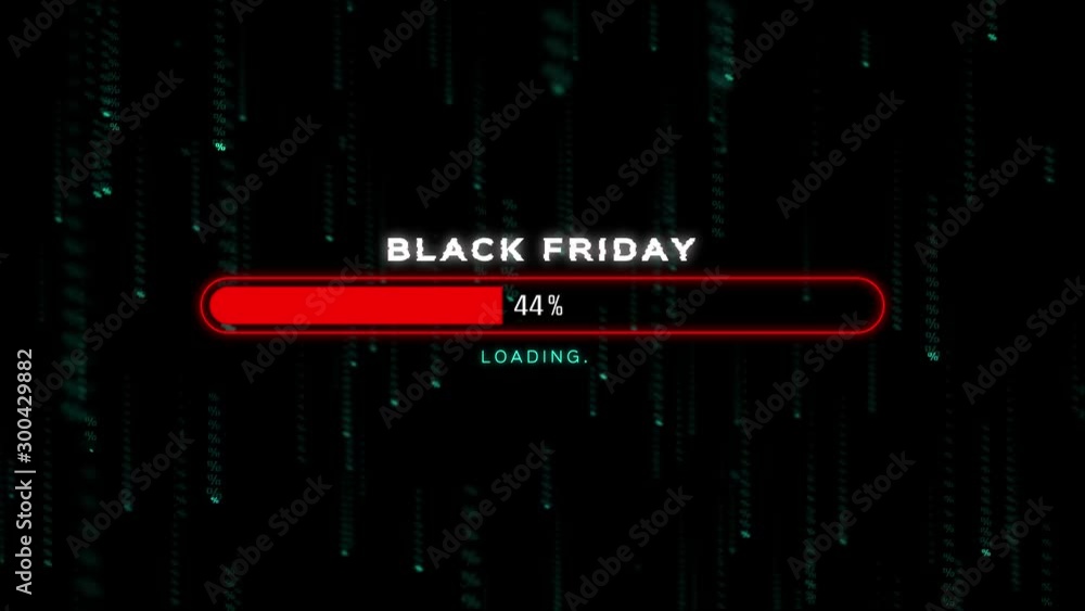 Poster black friday red loading bar progress on futuristic matrix style background animation for online sho