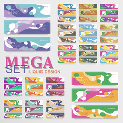 Mega set of colorful flyers in liquid style