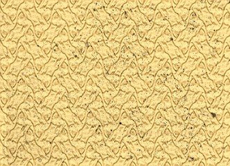 The background is yellow-brown in the form of an old scroll or wafer or porous material with holes.