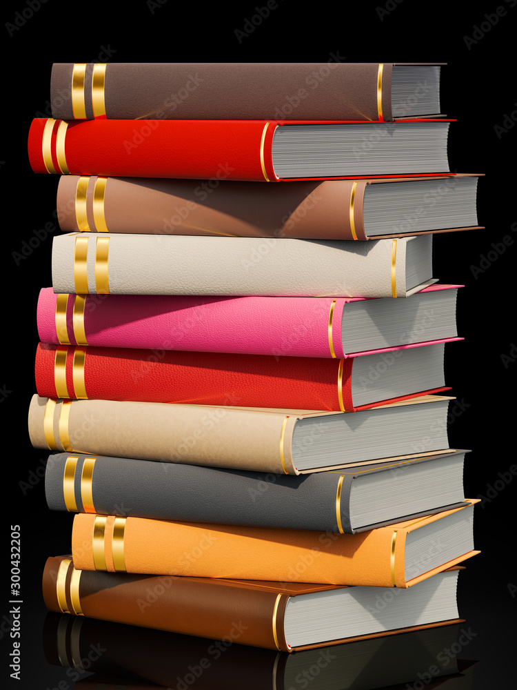 Poster stack of books, 3d rendering