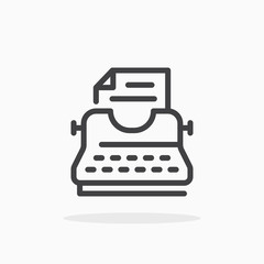 Typewriter icon in line style. Editable stroke.