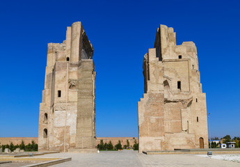 Aк-Saray, the grandiose ruined residence of Timur in the city of Shahrisabz. Uzbekistan