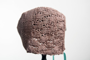 knit baby bonnet isolated