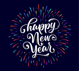 Happy New Year. Lettering text for Happy New Year