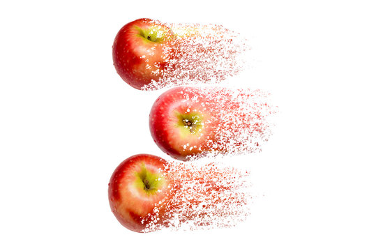 Fresh Red Apples Disintegrate To White For Concept Of Food Waste And Recycle Metaphor