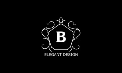 Logo with letter. Elegant monogram emblem. Great logo for restaurant, royalty, boutique, cafe, hotel, heraldry, jewelry, fashion. Vector illustration