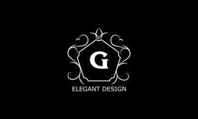 Logo with letter. Elegant monogram emblem. Great logo for restaurant, royalty, boutique, cafe, hotel, heraldry, jewelry, fashion. Vector illustration