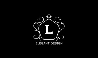 Logo with letter. Elegant monogram emblem. Great logo for restaurant, royalty, boutique, cafe, hotel, heraldry, jewelry, fashion. Vector illustration