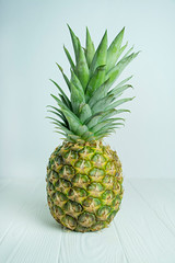 Fresh tropical pineapple isolated on a white background. Space for text.