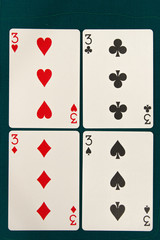 combination of four different play cards