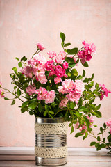 Pink roses arrangement in a vase