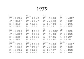 Calendar of year 1979