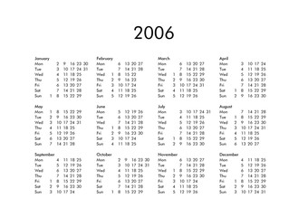 Calendar of year 2006