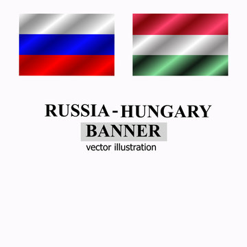 Russia and Hungary banner design. Bright Illustration. Vector.