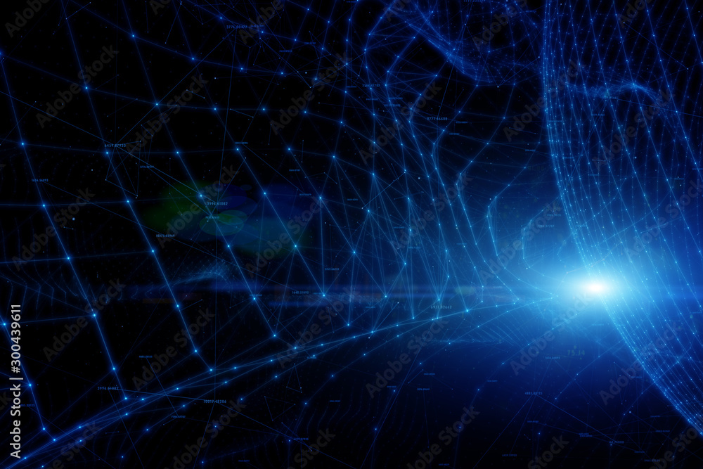 Poster network cyberspace sphere with lines and dots copy space illustration background. view from space. s