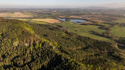 Prihrazske skaly in the Bohemian Paradise on aerial photo