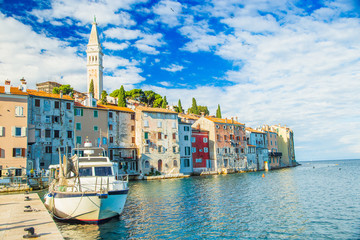Croatia, Istria, old town of Rovinj on Adriatic sea coastline, turistic destination