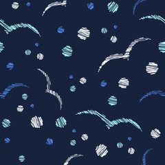 Seamless dark abstract seagulls pattern dotted repeat endless pattern