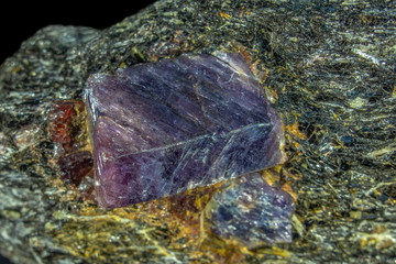 Macro mineral raw uncut blue sapphire crystal