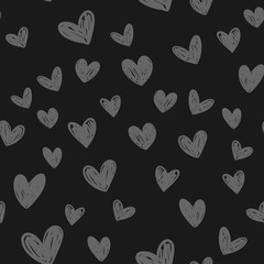 Heart doodles seamless pattern, hand drawn love texture.