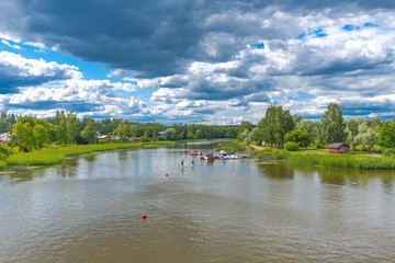 The city of Porvoo.Finland. Old town. Travel europe. Scandinavia.Park fores.