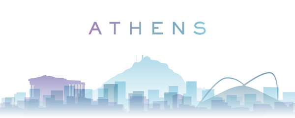 Fototapeta premium Athens Transparent Layers Gradient Landmarks Skyline