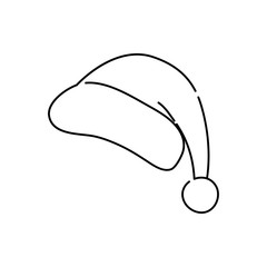 Icono plano lineal gorro Papá Noel en color negro © teracreonte