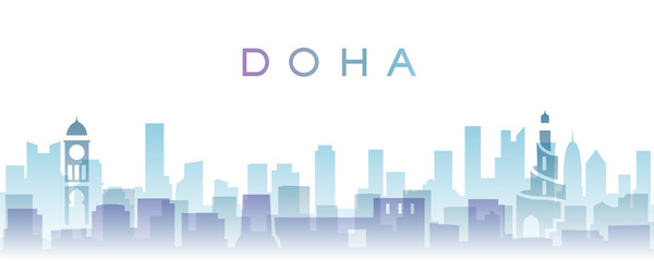 Fototapeta premium Doha Transparent Layers Gradient Landmarks Skyline