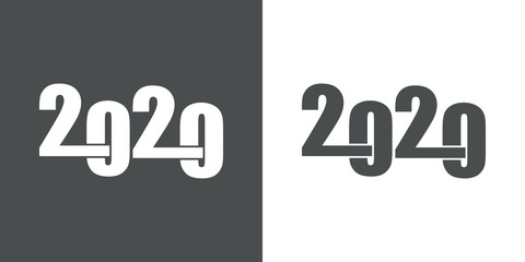 Logotipo entrelazado año 2020 en gris y blanco