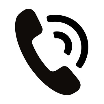 Simple black telephone call symbol isolated on white background